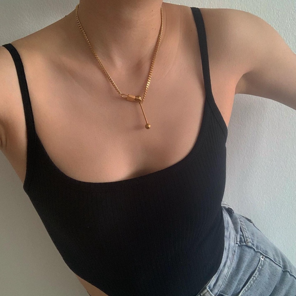 HER OBJECTIVE_BEMIS HANG LOCK CHAIN NECKLACE