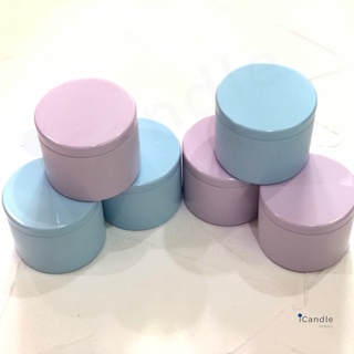 ตลับอะลูมิเนียมใส่เทียน สีฟ้า + สีชมพู 100 ml  (Borderless Glossy Pink&amp; Blue 4 oz.)