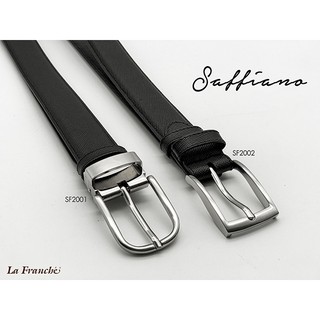 La Franche - Working Belt เข็มขัดหนังวัวแท้ Saffiano สีดำ พร้อมหัวเข็มขัดนิกเกิ้ล  #2W0050