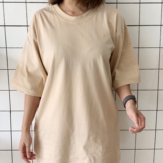 (🔥พร้อมส่ง🔥) เสื้อยืดเปล่าทรง OVERSIZE พร้อมส่ง ผ้า COTTON 100 % สีขาว ดำ และ ครีม SheShirts