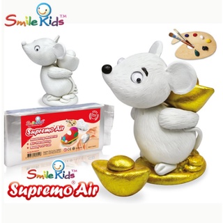 Smile kids ดินปั้นแห้ง สูตรน้ำ สีขาว 200g ใช้น้ำเชื่อม Supremo Air dry