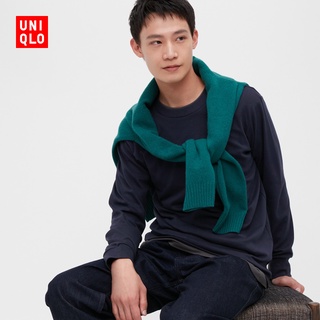 Uniqlo เสื้อยืด คอกลม แขนยาว แบบนิ่ม สําหรับผู้ชาย เหมาะกับฤดูใบไม้ร่วง 450179 ยูนิโคล่S-5XL