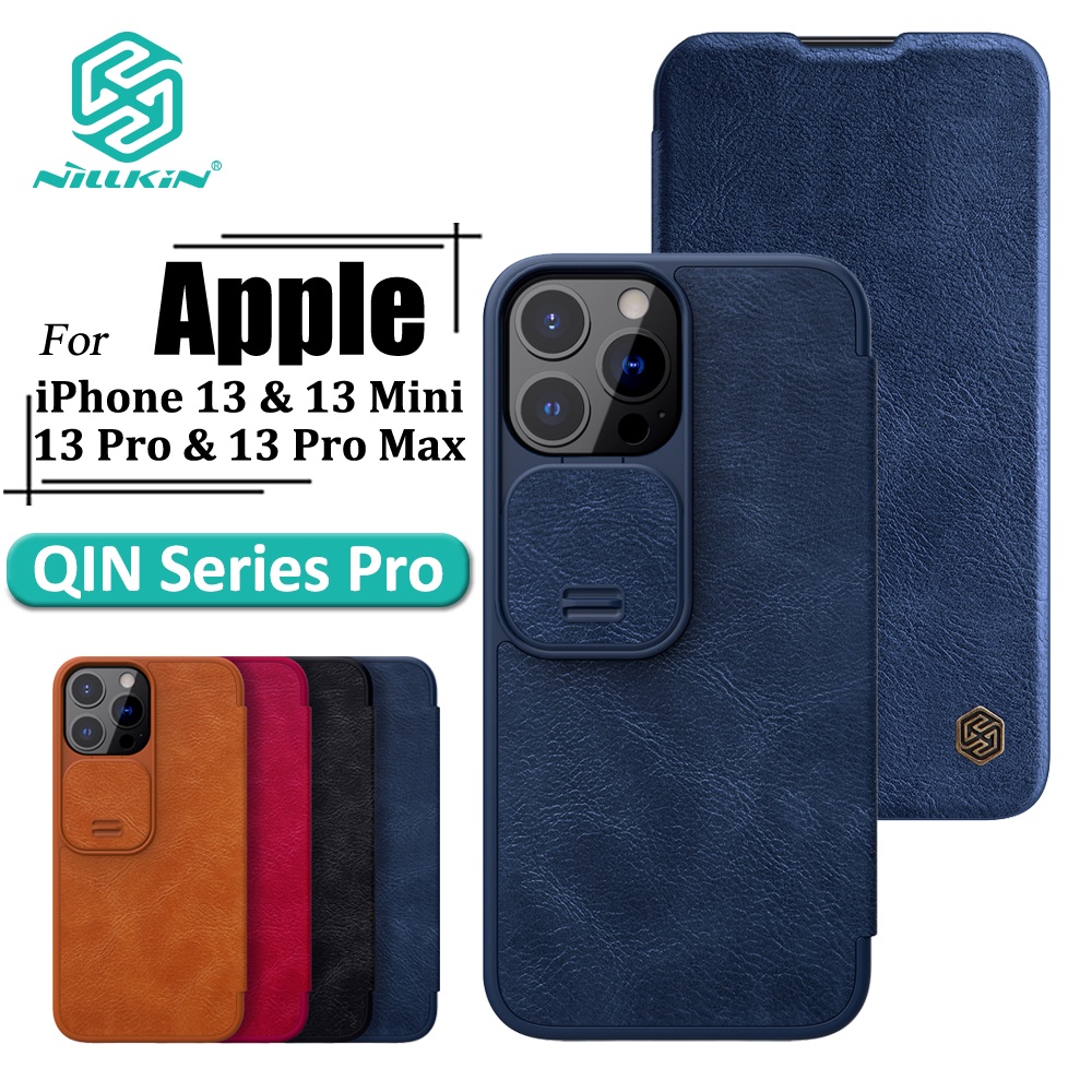 เคสหนังฝาพับ iPhone 13 Pro max/ 13 Pro /13 :Nillkin Qin สไลด์ป้องกันเลนส์กล้อง Nillkin ( แท้ 100 %)