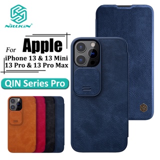 เคสหนังฝาพับ  iPhone 13 Pro  max/ 13 Pro /13  :Nillkin Qin   สไลด์ป้องกันเลนส์กล้อง  Nillkin ( แท้ 100 %)