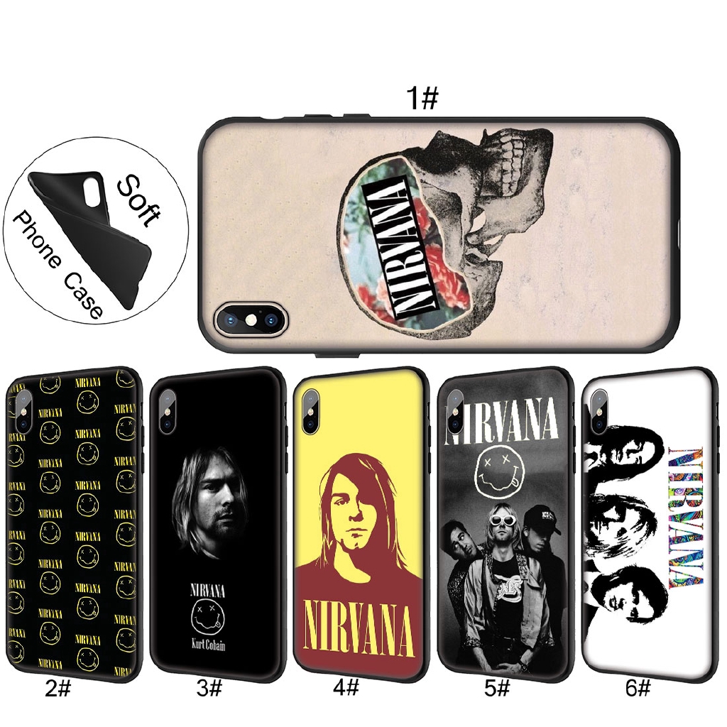 iPhone XS Max XR X 5S 6s 7 8 Plus Nirvana Kurt Cobain Soft TPU Phone Case Cover
