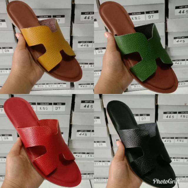 รองเท้าแตะ Papirut // หนังแท้ COW//HERMES//FLAT/