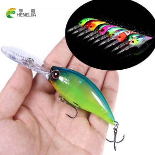 Hengjia เหยื่อตกปลาพลาสติกแข็ง ลิ้นยาว 3d 12.5 ซม. 20.5 กรัม 1 ชิ้น Hard Plastic Crankbait Floating Fishing Lure