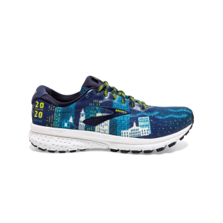 Brooks Ghost 12 Boston รองเท้าวิ่งถนน ผู้ชายและผู้หญิง สีน้ำเงิน แบบหน้าปกติ