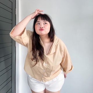 “Linen shirt“ เชิ้ตทรงค้างคาว เสื้อoversize ทรงโอเวอร์ไซต์ เสื้อเชิ้ตสาวอวบ เชิ้ตคนอ้วน เชิ้ตอก50 เชิ้ตสีเบจ