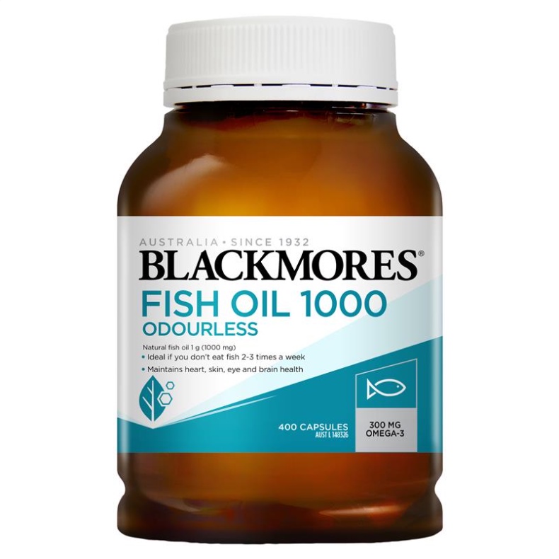 Blackmores Fish Oil Original / Odourless Taste 400 Capsules แบลคมอร์สน้ำมันปลาสูตรดั้งเดิม / ไม่มีกล