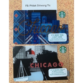 Starbucks Chicago csrds 2 ใบ ใหม่ ไม่ขูดพิน