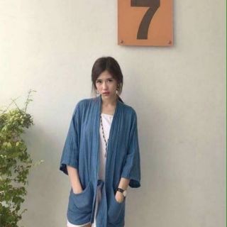 เสื้อคลุมผ้าฝ้าย Black mini Yukata