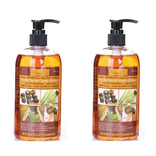 (แพค 2ชิ้น) Laemthong Shampoo Good Buffalo Rosary  Mix citronella oil.500ml.แหลมทอง แชมพูประคำดีควาย ผสมน้ำมันตะไคร้หอม
