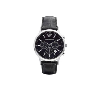 Emporio Armani นาฬิกาข้อมือผู้ชาย Classic Chronograph Black Dial Black รุ่น AR2447 ของแท้ 100%