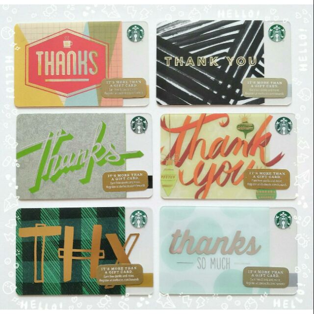 สตาร์บัคส์การ์ด อเมริกา Starbucks Card US "Thank You" Collection การ์ดสะสม บัตรสตาร์บัคส์