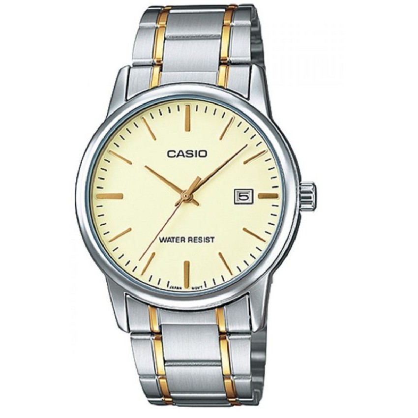 Casio นาฬิกาข้อมือผู้ชาย สีทอง สายสแตนเลส รุ่น MTP-V002SG-9AUDF