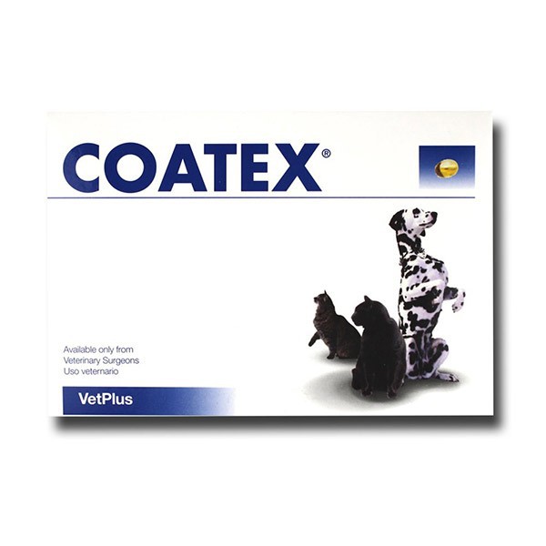 Coatex  (กล่อง 60 เม็ด) โค้ทเท็คซ์ วิตามินบำรุง อาหารเสริม อาหารเสริมบำรุงผิว ขนและผิวหนัง สุนัข แมว บรรจุ 60 เม็ด
