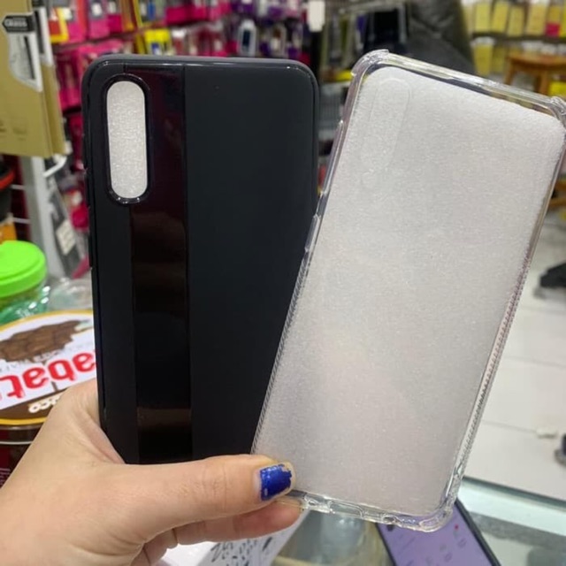 Samsung A30 / Samsung A50 / Jelly Case matte carbon black & clear jelly case