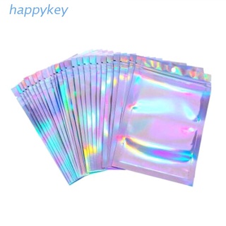 HAP  100pcs Translucent Zip Lock Bags Holographic Storage Bag Xmas Gift Packaging