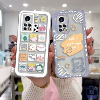 เคสใส Infinix Hot 10 11 Play 10 10t 10s NFC 10i 9 Pro 10 Lite 11 Plus Hot 9 Play 11 11S NFC Infinix Smart 6 5 4 4C 5 Pro Tencno Spark 5 PRO ลายการ์ตูนหมีหน้ายิ้มน่ารัก เคสโทรศัพท์