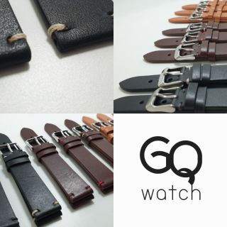 GQ watch สายนาฬิกา หนังแท้ หนังทั้งเส้น สายสไตล์ Vintage wristwatch strap genuine leather