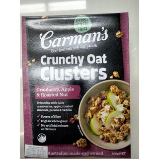 Carmans Crunchy oat  Clusters Cranberry Apple&amp;Roasted Nut ธัญพืช ข้าวโอ๊ต 500g