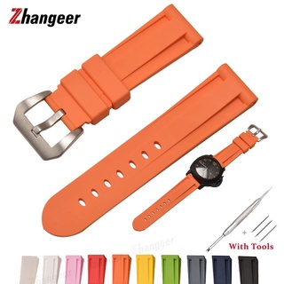 20mm 22mm 24mm 26mm Width High Quality Soft Silicone Rubber Wristwatch Band Solid Color Waterproof Universal Strap Replacement Watch Accessories