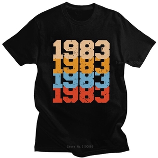 เสื้อยืดแขนสั้น คอกลม ผ้าฝ้ายแท้ พิมพ์ลาย 1983 Distressed 83 37th สไตล์วินเทจ สําหรับผู้หญิง