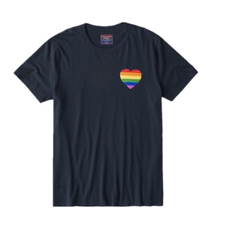 Af เสื้อยืดแขนสั้น พิมพ์ลายหัวใจ สีรุ้ง ทรงหลวม สําหรับผู้ชาย และผู้หญิง