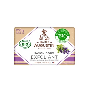 Maitre Augustin Exfoliating gentle soap Lavender essential oil สบู่ขัดผิวออแกนิค ลาเวนเดอร์ เอสเซนเชี่ยลออย (100 g)