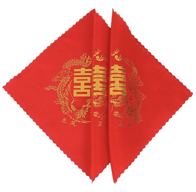 พัดสีแดง ผ้าเช็ดหน้าเจ้าสาว