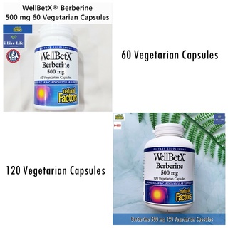 เบอร์แบร์ริน WellBetX Berberine 500 mg 60 or 120 Vegetarian Capsules - Natural Factors ควบคุมภาวะเบาหวาน คอเลสเตอรอลสูง