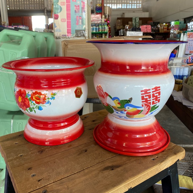 กระโถนเคลือบ กระโถนปากแตร