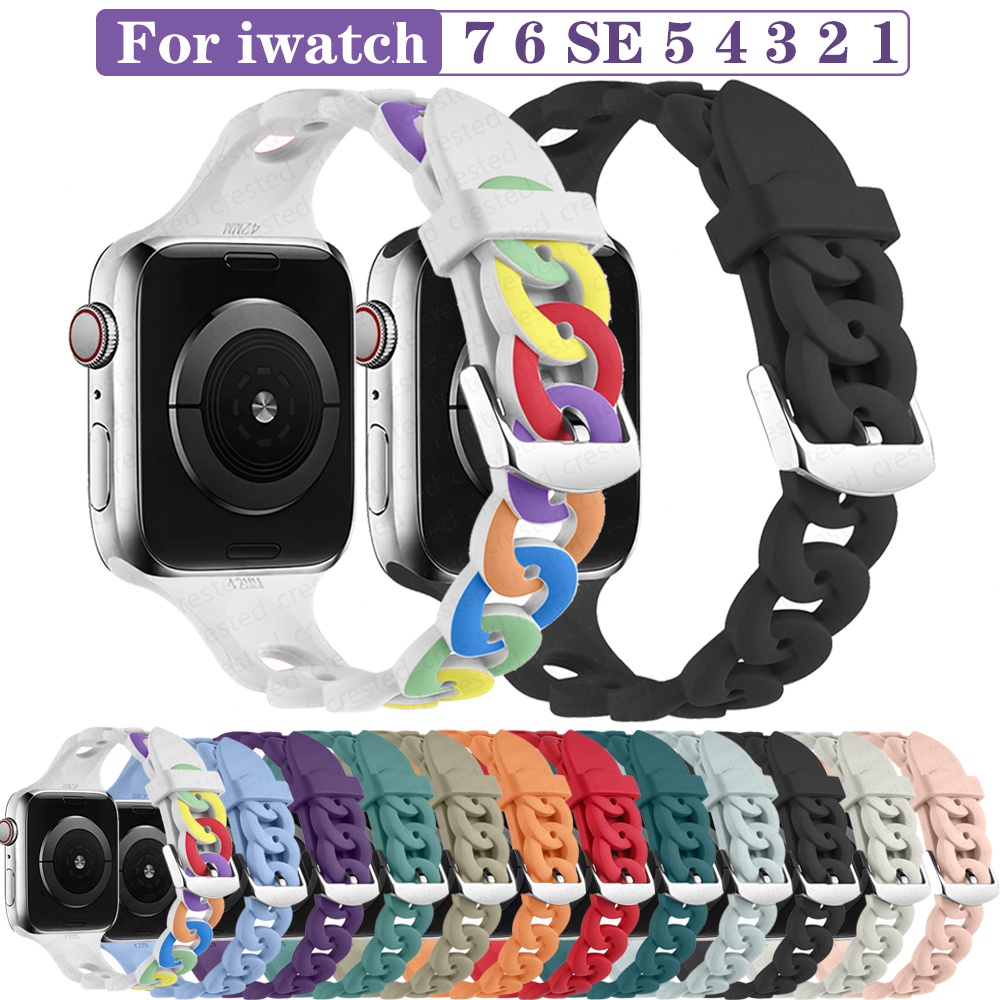 สายนาฬิกาข้อมือซิลิโคน แบบนิ่ม สําหรับ Apple Watch Bands 38 มม. 41 มม. 45 มม. IWatch Series 7 6 5 SE