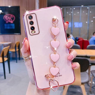 เคส VIVO Y12S Y20S Y20 2021 Y12T Y12A Y12D Y20sG สร้อยข้อมือหัวใจสำหรับเด็กหญิงและสตรี