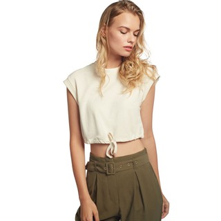 OVS Solid Colour Cropped And Sleeveless T-Shirt