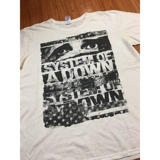 เสื้อยืดผ้าฝ้ายพิมพ์ลายขายดี เสื้อวงมือสอง SYSTEM OF A DOWN (2015) Size L มือ2