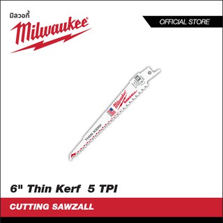 MILWAUKEE ใบเลื่อยซอว์ซอลตัดไม้ 6" Thin Kerf  5 TPI (5ใบ) 48-00-5035