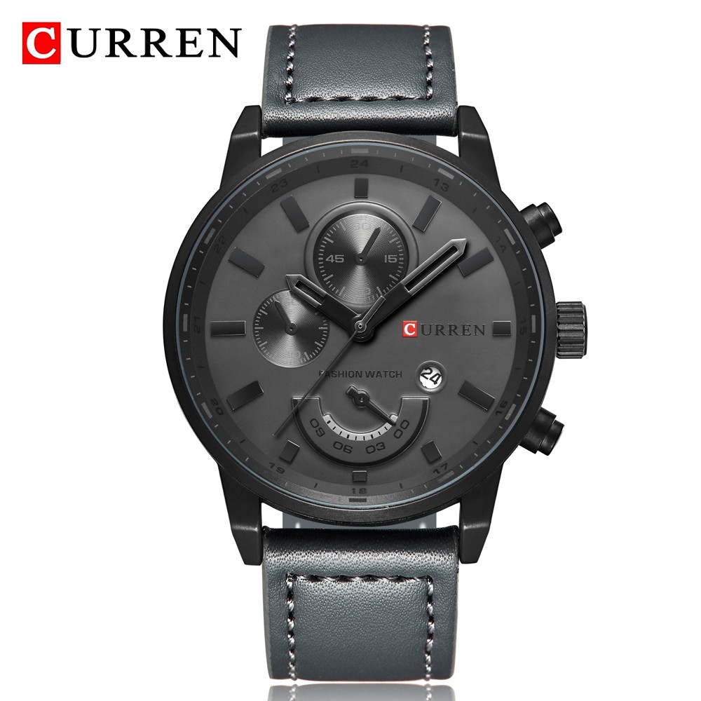 Curren CURREN แบรนด์หรูหราผู้ชายแฟชั่นกีฬานาฬิกาผู้ชายกันน้ํา Casual นาฬิกาข้อมือควอตซ์