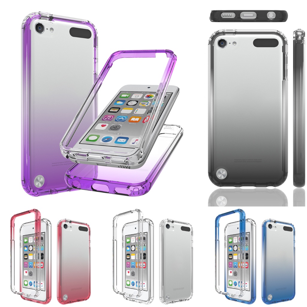 สําหรับ ipod Touch 7 Touch 6 Touch 5 th Full Body Hybrid ทนทานกันกระแทก Gradient Clear Back Case Cov