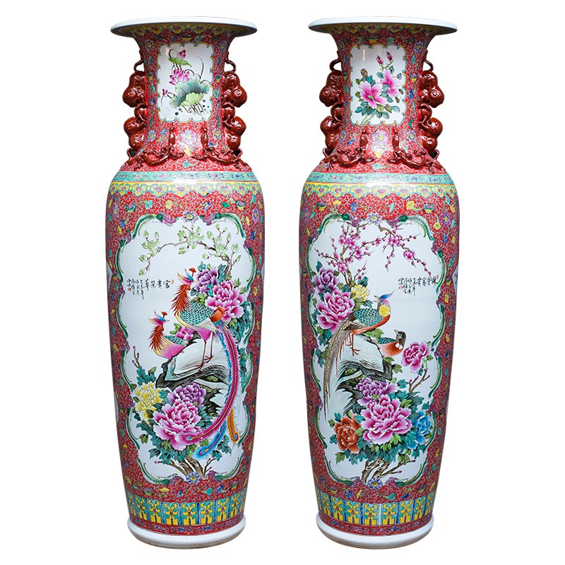 Jingdezhen Hand Painted Pastel Ceramics Floor Large Vase Chinese