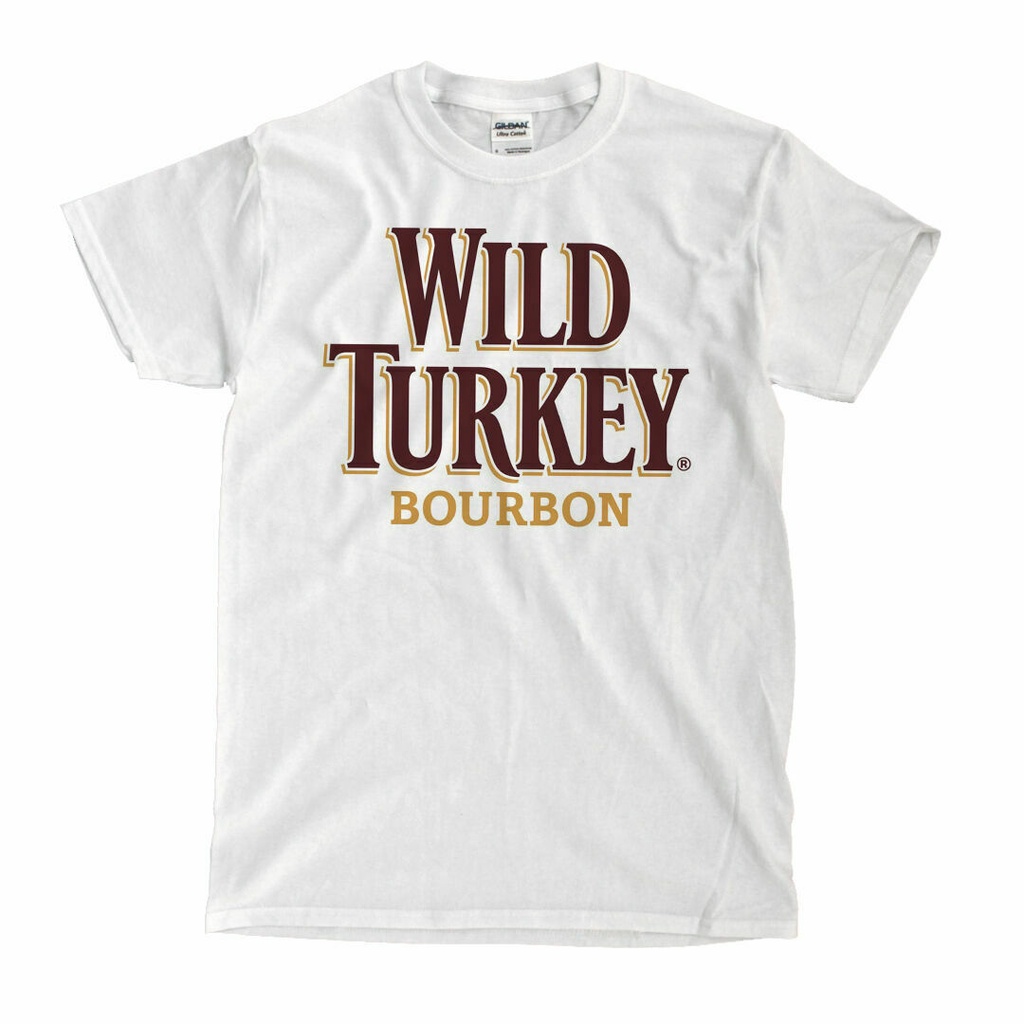 Wild Turkey Bourbon Log0 เสื้อยืดสีขาวตลก Vintage สําหรับผู้ชาย