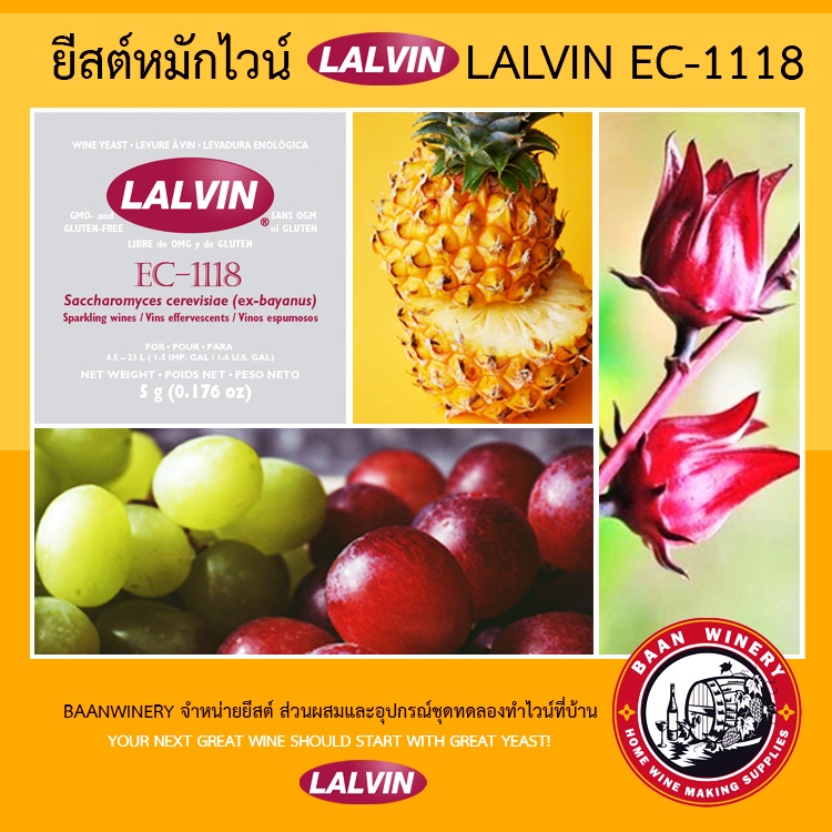ยีสต์หมักไวน์ ยีสต์ทำไวน์ Lalvin EC-1118 Wine Yeast