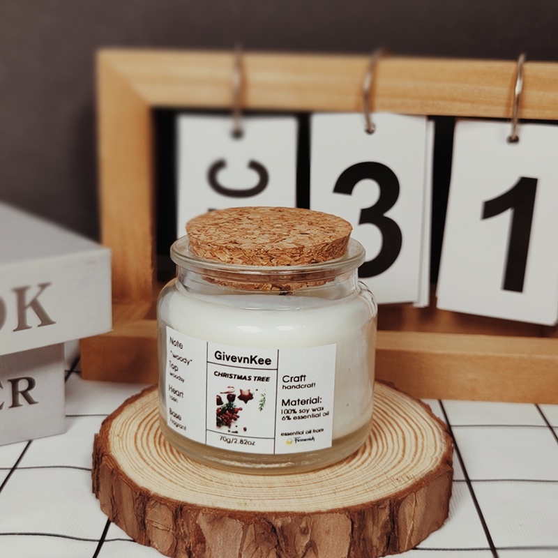 GivevnKee 70g เทียน ถั่ว Aroma Candle ขี้ผึ้งถั่วเหลือง น้ำมันหอมระเหย เทียนทำมือ