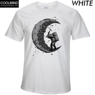 เสื้อยืดคอกลม ผ้าฝ้าย 100% พิมพ์ลาย Digging The Moon แฟชั่นสําหรับผู้ชาย 549810