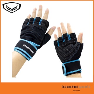 Grand sport 377083 ถุงมือออกกำลังกาย ถุงมือฟิตเนส Sport Gloves มีแถบรัดข้อมือ