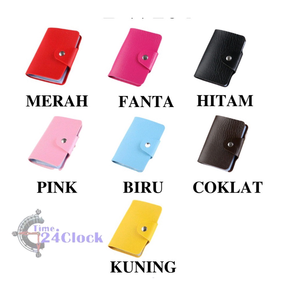 Time-card Wallet 24-Slot Card Holder กระเป๋าสตางค์หนังธรรมดาพร้อมซิป