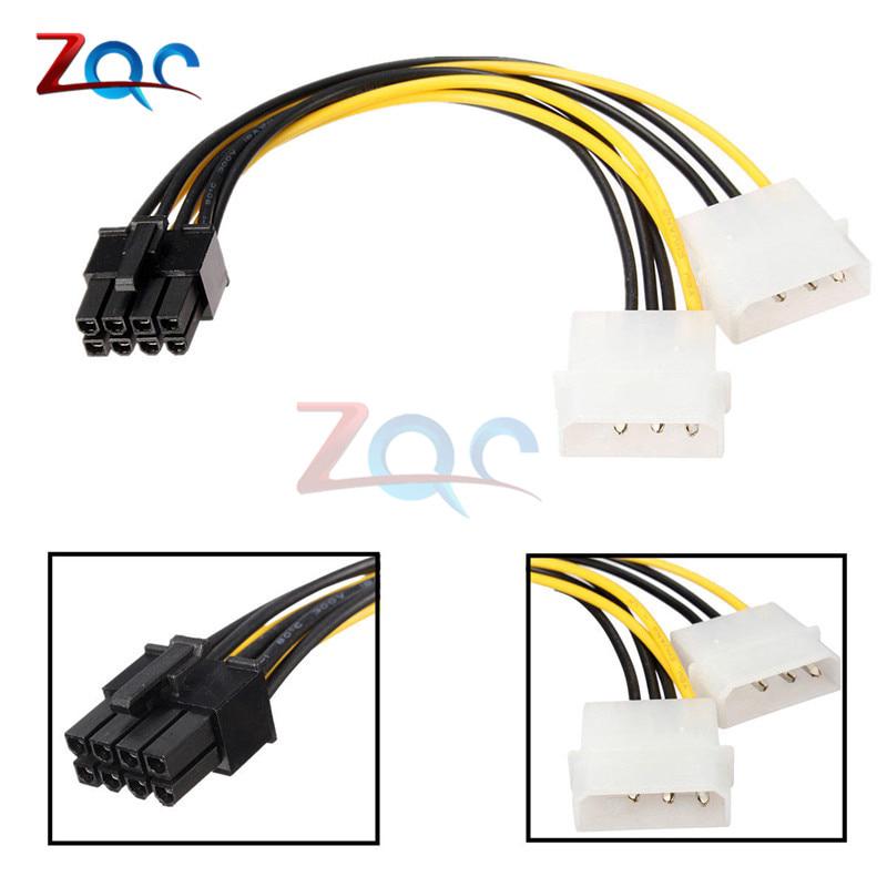 Dual Molex LP 4 4 pin to 8 Pin PCI-E Express อะแดปเตอร์แปลงสายเคเบิ้ล