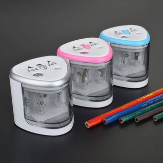 เครื่องกบเหลาดินสออัตโนมัติ สำหรับนักเรียน กบเหลา เครื่องเขียน pencil sharpener แบบ 2 รู มี 3 สี