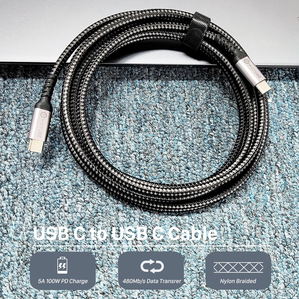 Original USB C to USB C Cable 3m 100W WOTOBE Long 10ft USB Type-C 5A E ...